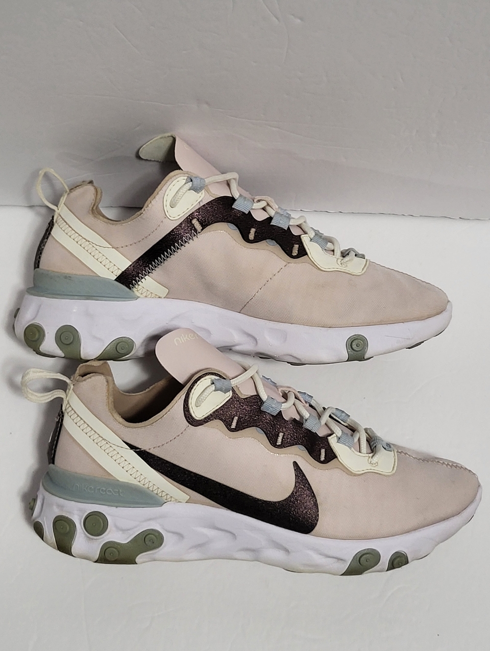 Nike React Element 55 Sneakers - Light Pink & Olive